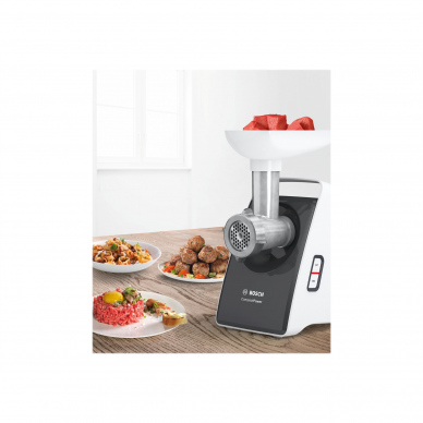 Bosch | Meat mincer CompactPower | MFW3612A | Black | 500 W | Number of speeds 1 | 2 Discs: 4 mm and 8 mm; Sausage filler accessory; pasta nozzle for spaghetti and tagliatelle; cookie nozzle with three different shapes 2