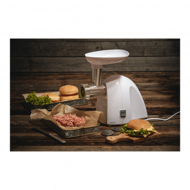 Meat mincer | Camry | CR 4802 | White | 600-1500 W | Number of speeds 1 | Middle size sieve, mince sieve, poppy sieve, plunger, sausage filler, vegatable attachment. 6