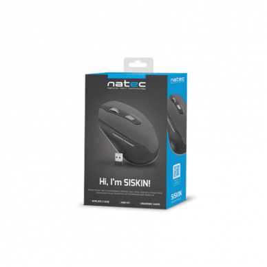 Natec Mouse, Siskin, Silent, Wireless, 2400 DPI, Optical, Black-Grey | Natec | Mouse | Optical | Wireless | Black/Grey | Siskin 9