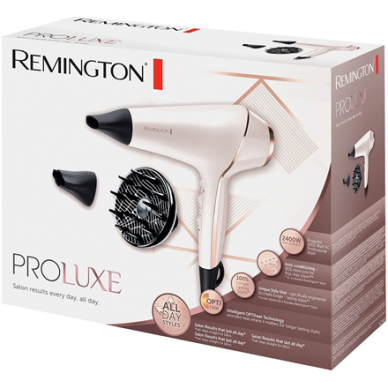 Remington | Hair dryer | ProLuxe AC9140 | 2400 W | Number of temperature settings 3 | Ionic function | Diffuser nozzle | White/Gold/Black 2