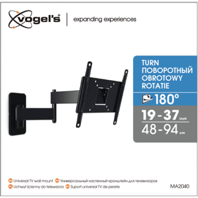 Vogels | Wall mount | MA2040-A1 | Full motion | 19-40 " | Maximum weight (capacity) 15 kg | Black 4