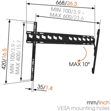 Vogels | Wall mount | MA4010-A1 | Tilt | 40-65 " | Maximum weight (capacity) 60 kg | Black 3
